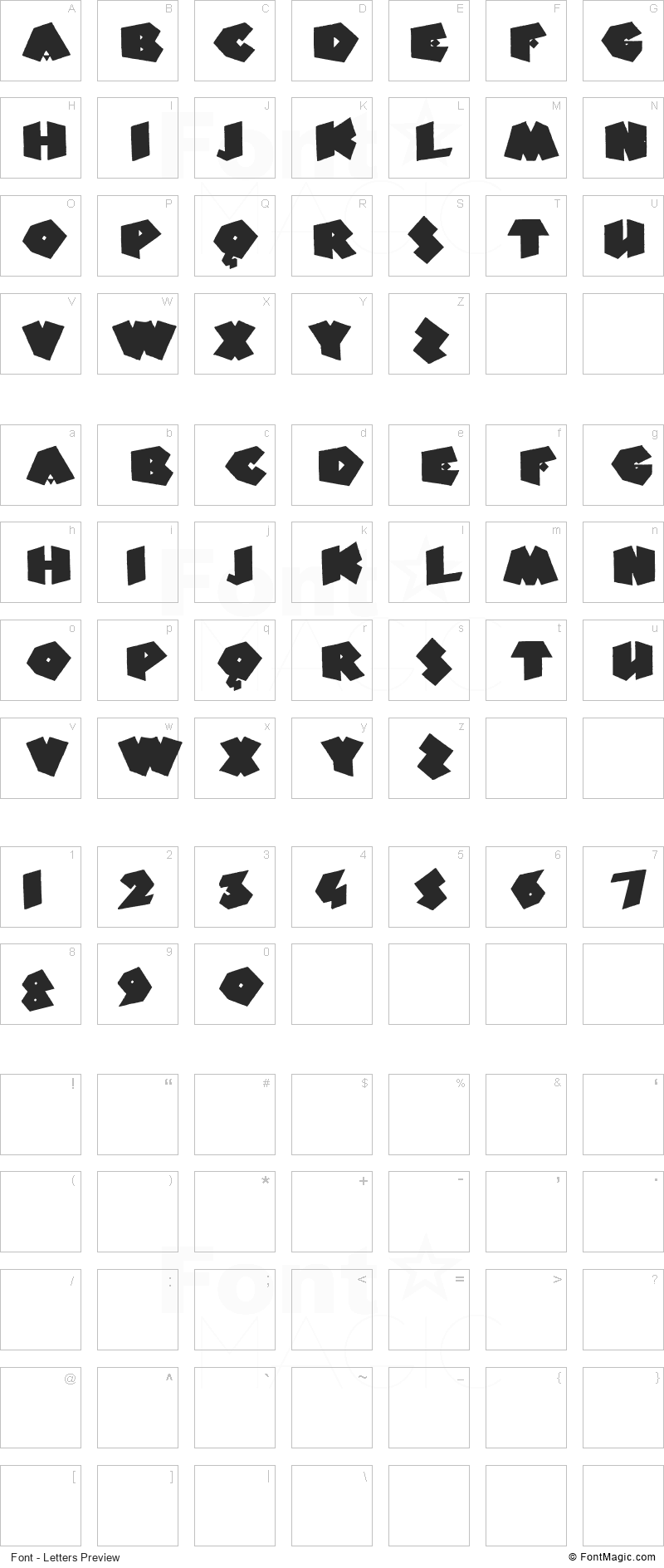 Fat Fantasy Font - All Latters Preview Chart